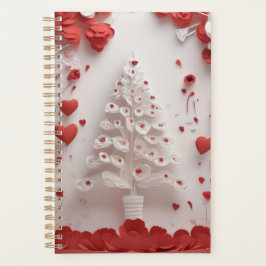 Agenda Red & White Floral Handmade‑Style Art Design