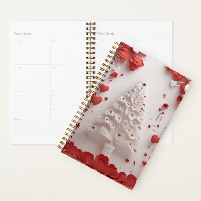 Agenda Red & White Floral Handmade‑Style Art Design (Demostración)