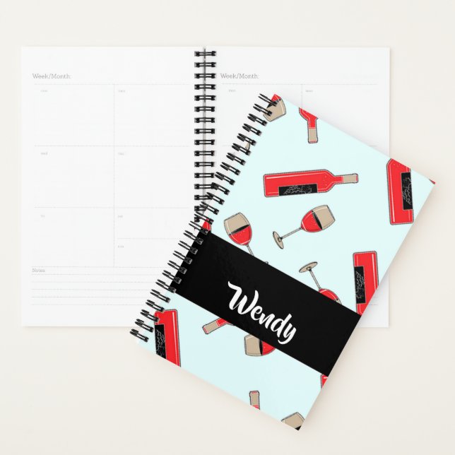 Agenda Red wine bottles and glasses pattern (Demostración)