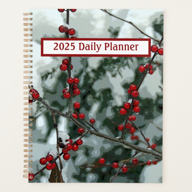 Agenda Red Winter Berries Daily Planner (Anverso)