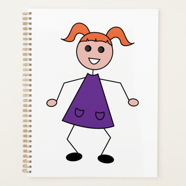 Agenda Redhead Girl Stick Figure in Purple Dress (Anverso)