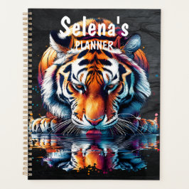 Agenda Reflexión de tigre bebiendo agua personalizada