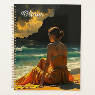 Agenda Reflexión personalizada de la costa nocturna