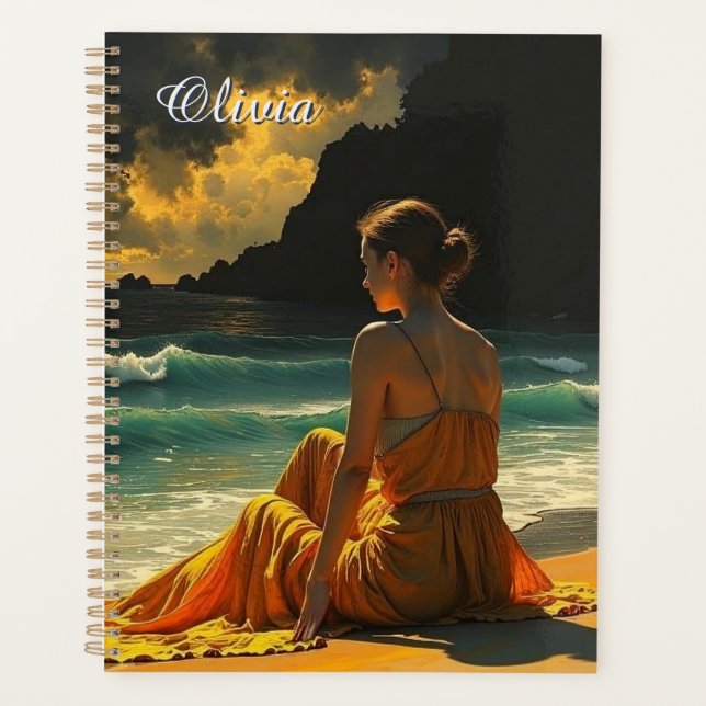 Agenda Reflexión personalizada de la costa nocturna (Anverso)