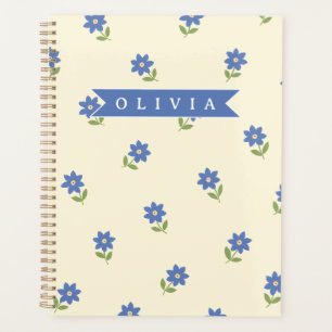 Agenda Regalo con nombre personalizado de patrón de flor 