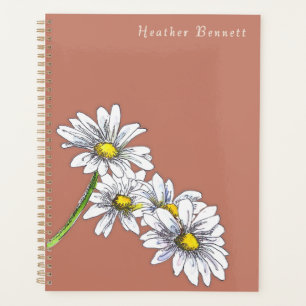 Agenda Regalo de Navidad boho floral de margarita acuarel