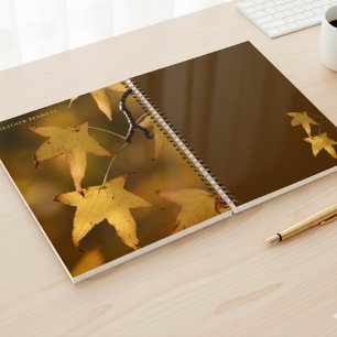 Agenda Regalo de Navidad hoja dorada elegante con nombre