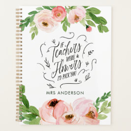 Agenda Regalo del profesor de agradecimiento floral rosa