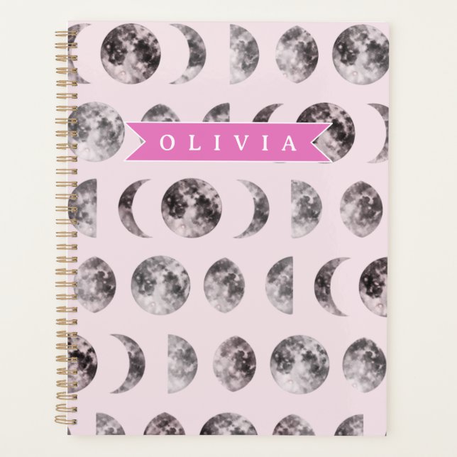 Agenda Regalo Personalizado con Patrón de Gato Rosa Lindo (Anverso)