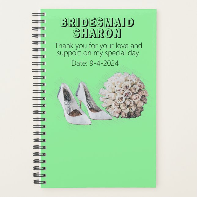 Agenda Regalo Personalizado de Flor para Damas de Honor (Anverso)