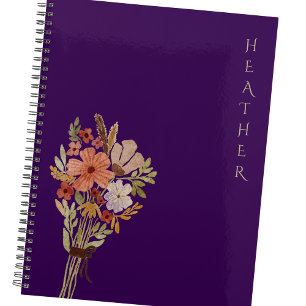 Agenda Regalo personalizado de flor silvestre boho púrpur