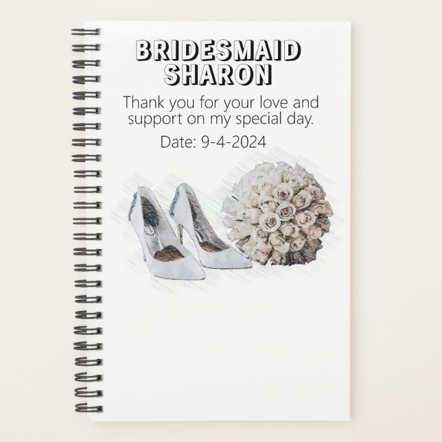Agenda Regalo Personalizado de Flores para Damas de Honor (Anverso)