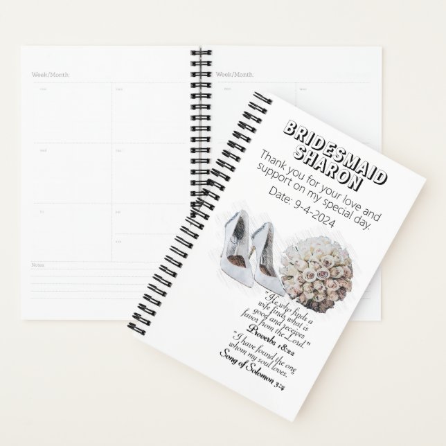 Agenda Regalo personalizado de la dama de honor cristiana (Demostración)