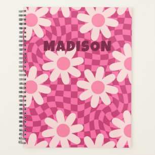 Agenda Regalo personalizado de margarita rosa retro groov