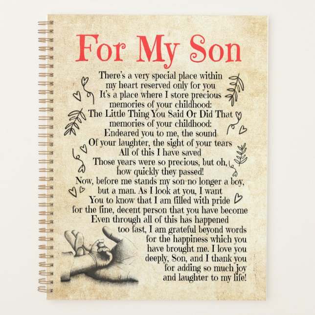 Agenda Regalo Son | Por Mi Hijo Gracias Por Añadir Tanto (Anverso)