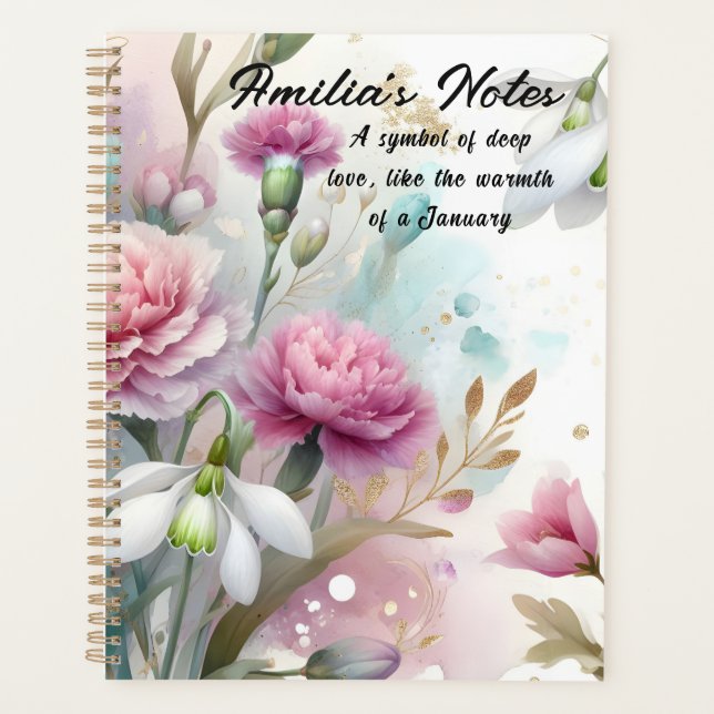 Agenda Regalos de cumpleaños de enero Flores de nacimient (Anverso)