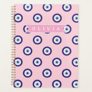 Agenda Regalos Personalizados con Patrón de Ojo Malo Rosa