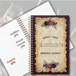 Agenda Registro de Horario de Ensayo de Violín Vintage Ca