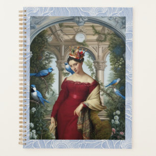 Agenda Reina de rojo con pájaros azules