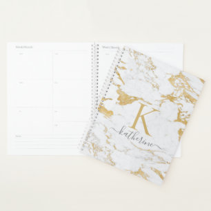 Agenda Relieve metalizado dorado de Moda de lujo Monogram