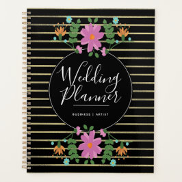 Agenda Relieve metalizado Folk Flower Bouquet Stripes Bod