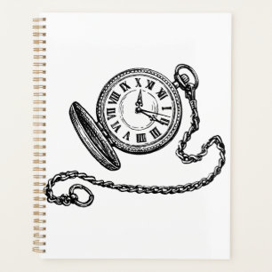 Agenda Reloj de bolsillo victoriano vintage arte de línea