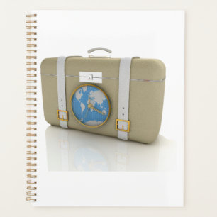 Agenda Reloj de mapa mundial de maleta de viaje vintage