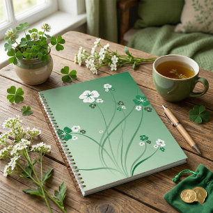 Agenda Remolinos florales verdes y flores blancas