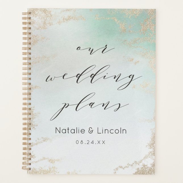 Agenda Resumen Aqua Ombre Fade with Frost Gold Purpurina (Anverso)