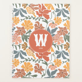 Agenda Resumen Aves Florales Mid Century Monograma modern