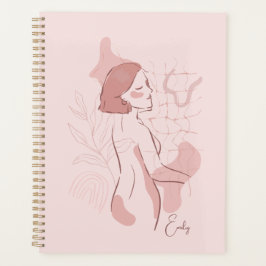 Agenda Resumen Boho Woman Ilustracion , Earthy Tones HP
