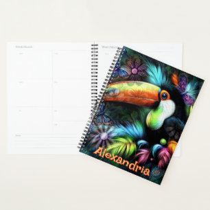 Agenda Resumen caprichoso de pájaro túrquico personalizad