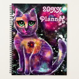 Agenda Resumen caprichoso Gato Kitty Floral Rosa Negro