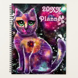 Agenda Resumen caprichoso Gato Kitty Floral Rosa Negro