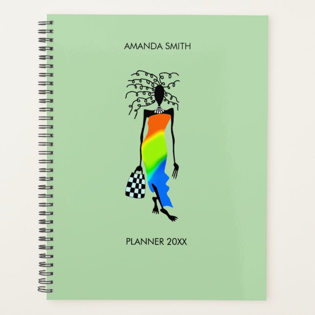 Agenda Resumen de arte africano, elegante moda Lady Plann (Anverso)