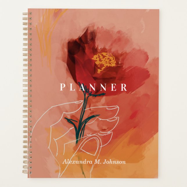 Agenda Resumen de Bonito de acuarela floral personalizada (Anverso)