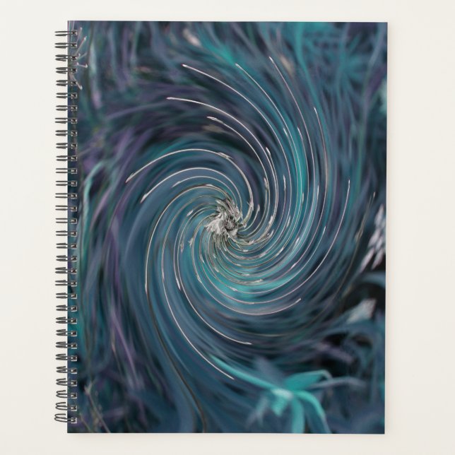 Agenda Resumen de Guay Retro Negro y Verde azulado Swirl  (Anverso)