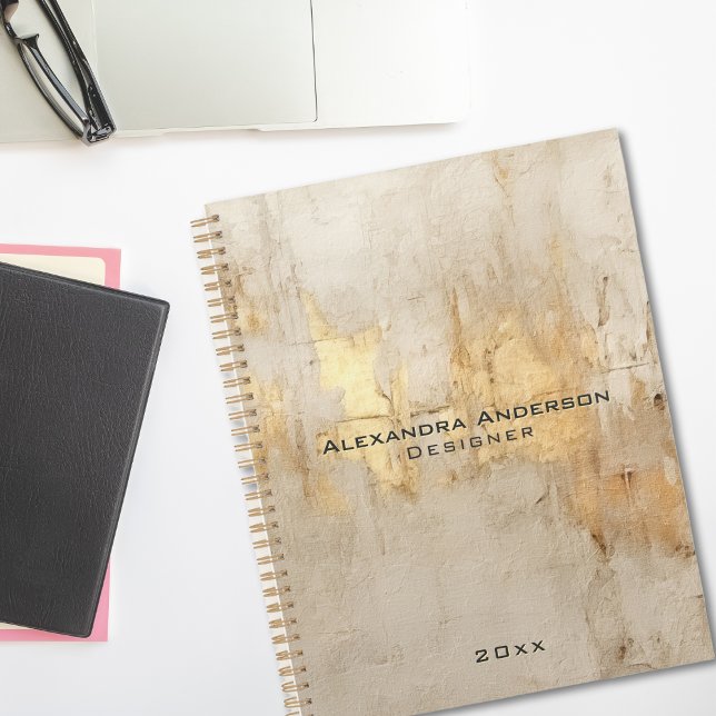 Agenda Resumen de lujo Profesional Purpurina de Marfil Go (Elegant Abstract Ivory Gold Glitter Professional Planner)