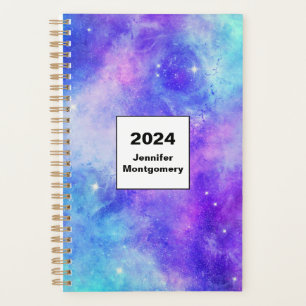 Agenda Resumen del espacio de galaxia púrpura y azul