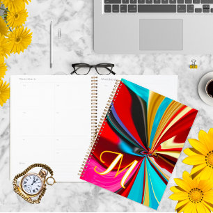 Agenda Resumen del Monograma Único Oro Rojo Azul Liquidad