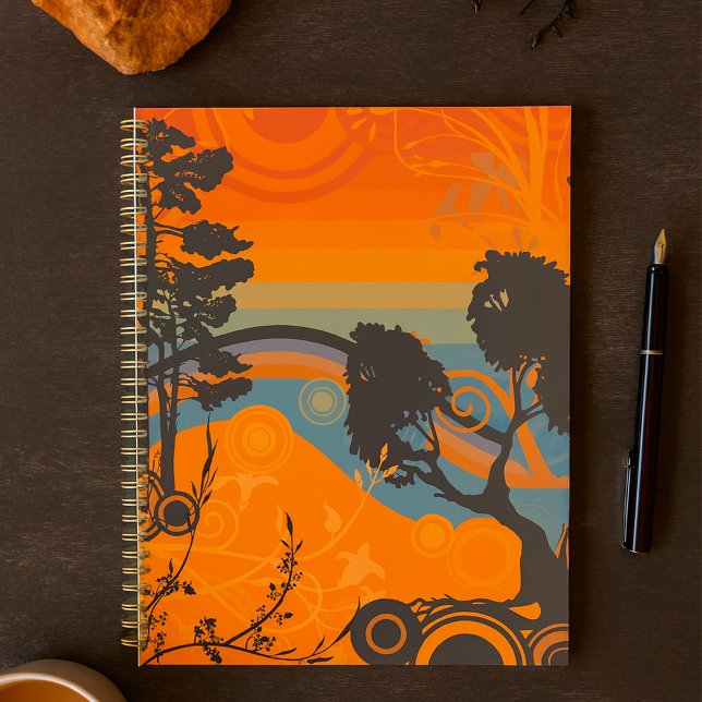 Agenda Resumen del paisaje forestal del atardecer retro (Subido por el creador)