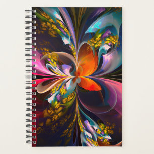 Agenda Resumen floral moderno Patrón azul rojo del arte #