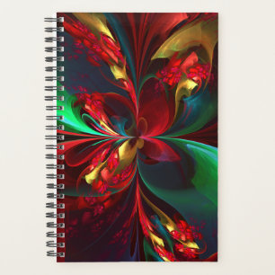 Agenda Resumen floral moderno Patrón verde rojo del arte