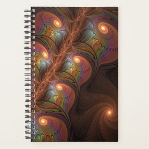 Agenda Resumen fluorescente colorido Trippy Brown Fractal