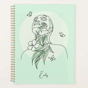Agenda Resumen Línea simple de arte Ilustracion mujer