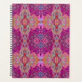 Agenda Resumen Magenta Pink, Blue y Red Groovy Pattern