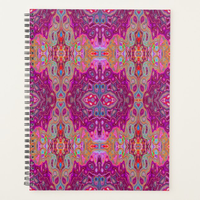 Agenda Resumen Magenta Pink, Blue y Red Groovy Pattern (Anverso)