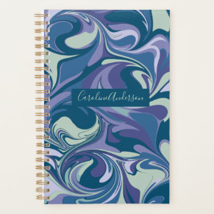 Agenda Resumen Marble azul Swirl Estilo Personalizado