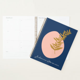 Agenda Resumen moderno Boho Personalizado azul del arte b