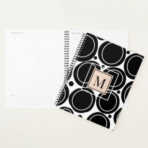 Agenda Resumen moderno Monograma rosa Rubor blanco negro